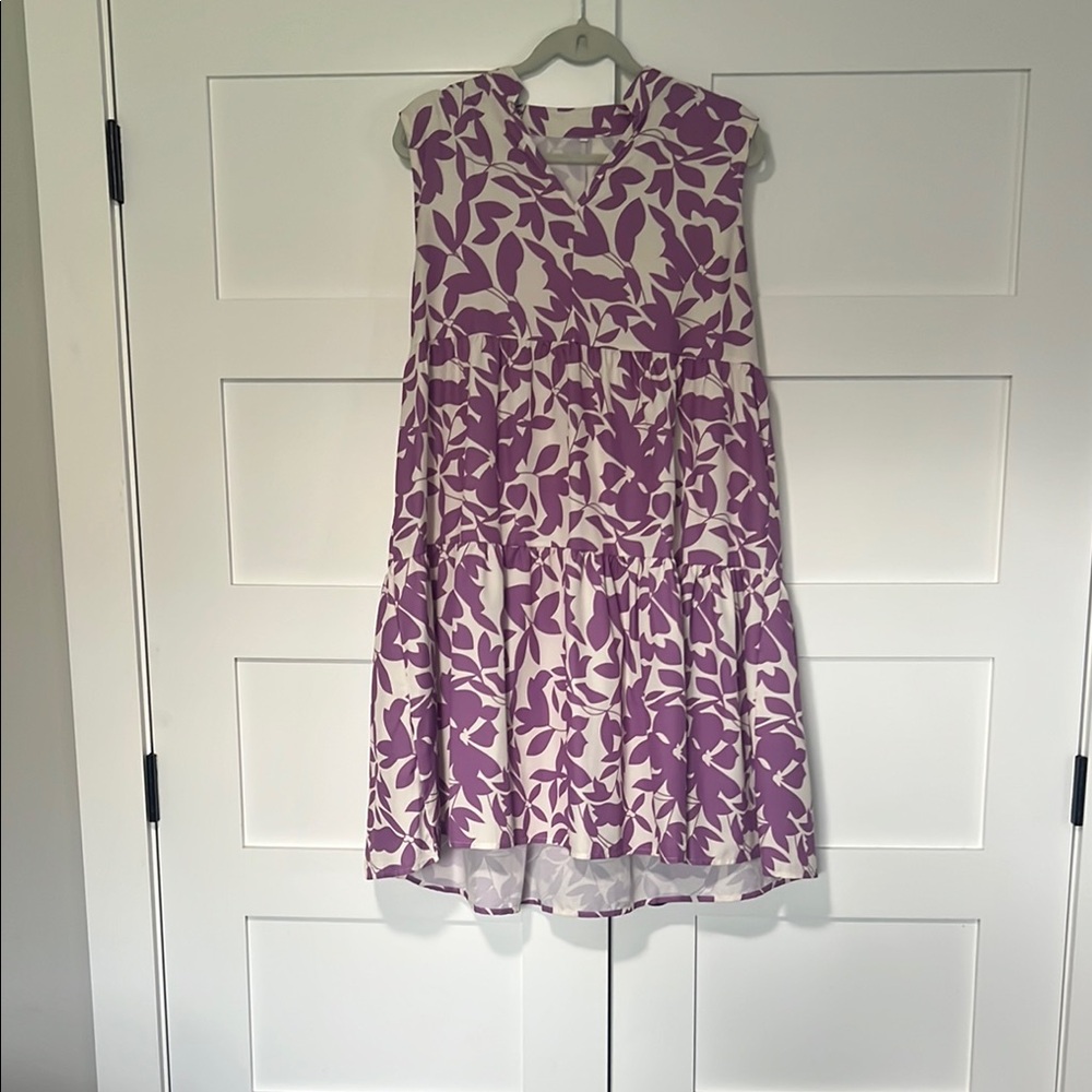 Purple Floral Midi Dress